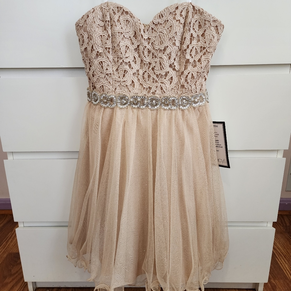 Macy's Gold Strapless Mini Dress
